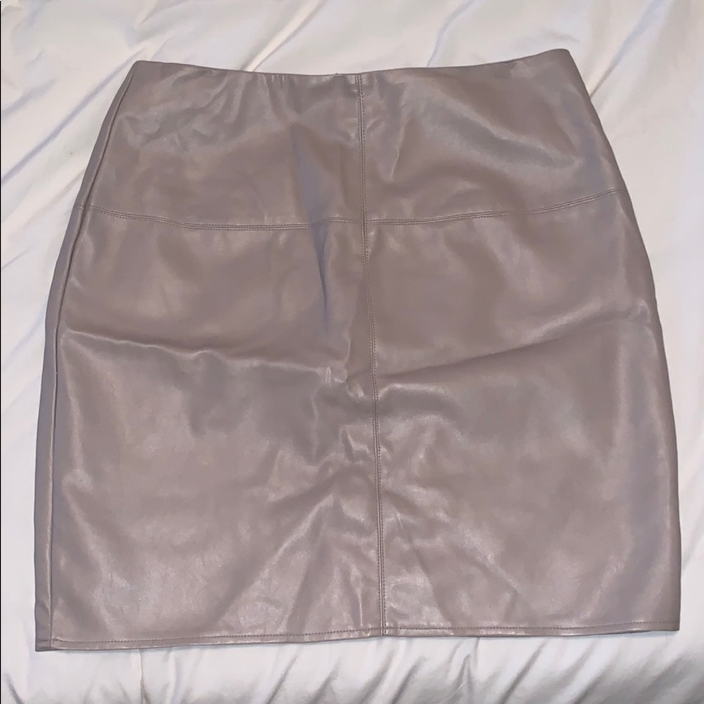 Nude pleather mini skirt